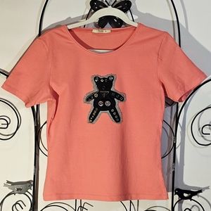 Prada Vintage Shirt with Teddy Bear Decorated with Prada Logo Rivets
